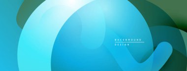 Soyut arkaplan özellikleri akan şekiller, mavi-yeşil gradyan. Minimalist tasarım modern estetik, temiz bir sunum öneriyor.