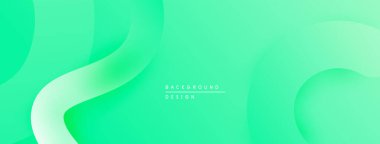 Soyut yeşil arkaplan. Düz eğriler dinamik, akışkan şekiller yaratır. Minimalist tasarım, modern estetik. Işık eğimleri görsel ilgi sunar.