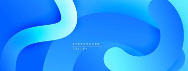Soyut sıvı şekilleri, mavi gradyanlar dinamik arkaplan oluşturur. Yumuşak kıvrımlar hareketi, modern tasarım estetiğini akla getiriyor.
