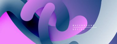 Soyut akışkan şekiller harmanlanır, canlı mor ve mavi renkler yaratır. Modern tasarım hareketi, derinliği, görsel ilgiyi çağrıştırıyor.
