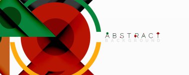 Dinamik grafik tasarım, üst üste binen renkli çizgiler, daireler. Modern soyut kompozisyon canlı bir görsel etki yaratır.