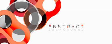 Modern soyut tasarım. Üst üste binen daireler dinamik görsel efekt yaratır. Turuncu, gri, beyaz renk şeması. Temiz arkaplan.