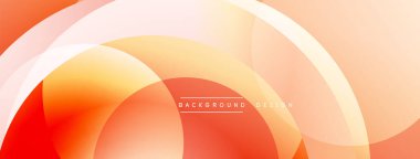 Soyut tasarım, üst üste binen daireler, sıcak turuncu renkler, pürüzsüz eğimler. Dijital projeler için modern arkaplan.