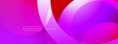 Canlı, soyut bir arkaplan. Üst üste binen daireler dinamik görsel efekt yaratır. Pembe, mor, kırmızı renkler kompozisyona hakim. Modern tasarım ögesi.