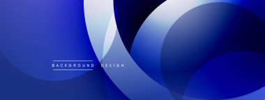 Soyut mavi tasarım, üst üste binen daireler, gradyanlar. Metin arkaplan tasarımlı modern arkaplan. Minimalist estetik.