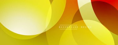 Soyut sarı, turuncu, kırmızı daireler kesişiyor. Modern tasarım dinamik görsel efekt yaratır. Pankartlar ve sunumlar için uygun basit arkaplan.