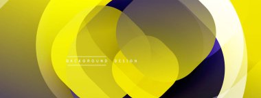 Soyut sarı tasarım, üst üste binen daireler, gradyanlar. Modern, dinamik kompozisyon görsel ilgi yaratır. Minimalist estetik.