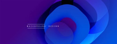 Soyut sıvı şekiller, canlı maviler, morlar modern arka plan yaratır. Gradyan etkisi derinlik ve görsel ilgi ekler. Minimalist tasarım.