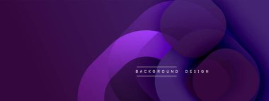 Soyut mor arkaplan. Üst üste binen daireler dinamik görsel efekt yaratır. Modern tasarım elementleri pürüzsüz eğimler sunar.