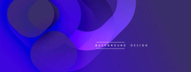 Soyut mor arkaplan. Üst üste binen şekiller dinamik görsel efekt yaratır. Modern tasarım elementleri yenilik ve akıcılık öneriyor.