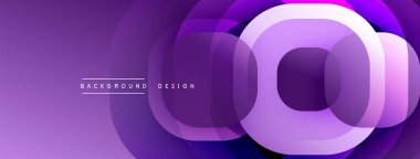 Mor soyut arka plan. Üst üste binen daireler dinamik görsel efekt yaratır. Modern tasarım elementleri teknoloji ve yenilik öneriyor.