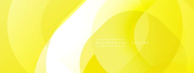 Sarı soyut arkaplan. Üst üste binen daireler dinamik görsel efekt yaratır. Sancaklar ve web siteleri için modern tasarım uygun.
