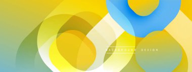 Soyut kompozisyon, üst üste binen daireler, gradyanlar. Sarılar, maviler, yeşiller dinamik görsel akış yaratır. Modern tasarım ögesi.