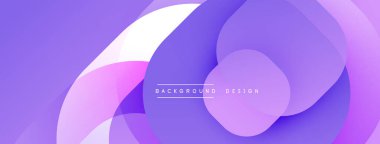 Soyut mor tasarım, üst üste binen daireler, gradyanlar. Modern estetik, arka planlar ve sunumlar için uygun. Minimalist stil.