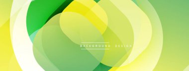 Soyut sıvı şekilleri örtüşür, parlak sarı ve yeşil renkler yaratır. Arkaplan, pankart ve sunumlar için modern tasarım ögesi.