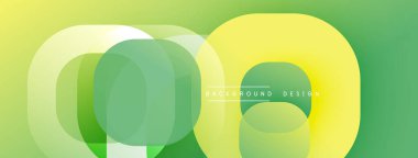 Soyut geometrik şekiller örtüşüyor, canlı yeşil, sarı renkler yaratıyor. Arkaplan ve sunumlar için modern tasarım ögesi.