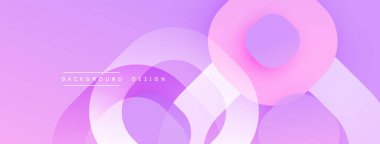 Soyut mor arkaplan özellikleri üst üste binen eğri şekiller. Yumuşak gradyanlar dinamik görsel efekt yaratır. Minimalist tasarım, modern estetik.
