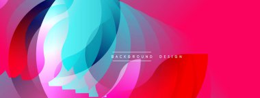 Soyut akışkan şekiller, canlı renkler dinamik arkaplan oluşturur. Modern tasarım üst üste binen katmanlar, gradyanlar içerir.