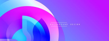 Soyut eğimler dairesel şekiller oluşturur. Mor, mavi renkler tasarımda baskın. Metin sağ üst köşedeki arkaplan tasarımını okur.