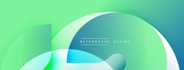 Soyut sıvı şekilleri örtüşür, parlak yeşil ve mavi renkler yaratır. Metin, kompozisyon içerisindeki arkaplan tasarımını okur. Modern estetik.