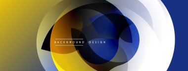 Soyut geometrik şekiller çakışıyor. Sarı, mavi, beyaz gradyanlar dinamik görsel efekt yaratır. Arka planlar için modern tasarım ögesi.