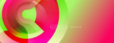 Soyut renkli arkaplan. Üst üste binen daireler dinamik görsel efekt yaratır. Dereceli gölgeler pürüzsüz, canlı pembe renkler hakim olur. Modern tasarım ögesi.