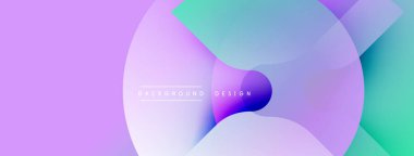 Soyut arkaplan özellikleri üst üste biniyor. Mor, turkuaz ve cyan renklerinin karışımı yumuşak gradyanlar oluşturur. Metin elementli minimalist tasarım.