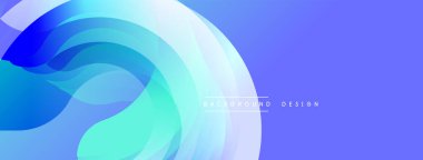 Soyut akış şekilleri, mavi renkler, eğim arkaplanı. Modern tasarım ögesi, temiz estetik, dijital projeler için uygun.