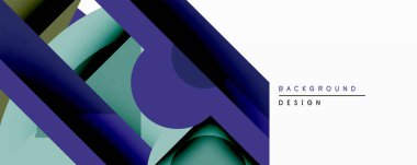 Soyut geometrik bileşim. Üst üste binen şekiller dinamik görsel efekt yaratır. Mavi, deniz mavisi renkleri dizaynın hakimi. Minimalist estetik, modern his. Temiz çizgiler, negatif boşluk mevcut.