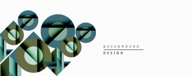 Soyut geometrik şekiller üst üste binerek katmanlı görsel efekt yaratır. Teal, zeytin, kahverengi renkler kompozisyona hakim. Özgeçmiş ve sunumlar için uygun minimalist tasarım.