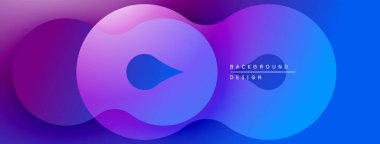 Soyut akışkan şekiller, canlı mor, mavi gradyanlar. Modern tasarım, pürüzsüz geçişler dinamik görsel efekt yaratır.