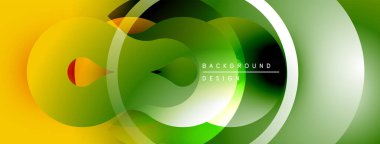 Soyut parlak çizgiler, daireler, şekiller. Gradyan renkler düzgün bir şekilde modern tasarım oluşturur. Minimalist kompozisyon, dinamik görsel etki.