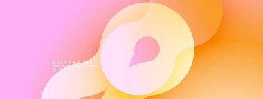 Soyut eğim arkaplanı. Yumuşak pembe, sarı, turuncu renkler düzgün bir şekilde harmanlanır. Minimalist tasarım, akışkan şekiller dinamik görsel efekt yaratır.