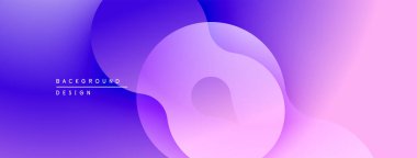 Soyut eğim arkaplanı. Üst üste binen şekiller yumuşak görsel akış yaratır. Mor, mavi renkler kompozisyona hakim. Minimalist tasarım.
