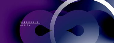 Soyut mor tasarım, üst üste binen daireler, gradyanlar. Modern estetik, pürüzsüz geçişler dinamik görsel etki yaratır.