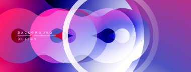 Soyut renkli tasarım. Üst üste binen daireler dinamik görsel efekt yaratır. Dereceli gölgeler yumuşak, modern estetik.