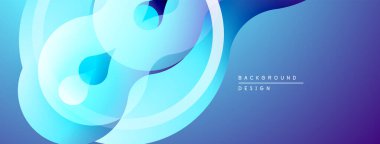 Soyut akışkan şekiller, mavi eğimler, modern tasarım. Yumuşak eğriler arka plan için uygun dinamik bileşim oluşturur.