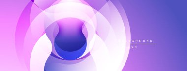 Soyut mor arkaplan. Üst üste binen daireler dinamik görsel efekt yaratır. Gradyan tonları pürüzsüz geçiş ve modern tasarım sunar.