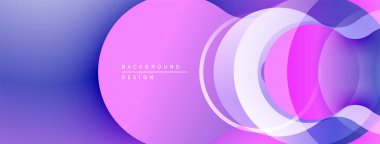 Soyut akışkan şekiller, canlı mor renkler, modern tasarım. Gradyan arka plan dinamik görsel efekt yaratır. Minimalist kompozisyon.