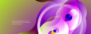 Soyut sıvı şekiller, canlı renklerin karışımı. Gradyan arka plan dinamik görsel efekt yaratır. Projeler için modern tasarım ögesi.