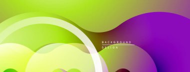 Soyut, enerjik bir arkaplan. Yumuşak kıvrımlar, eğimler yeşil, mor renkleri harmanlıyor. Minimalist tasarım, modern estetik. Temiz bileşim.
