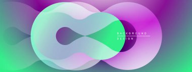 Soyut sıvı şekilleri örtüşür ve canlı renk değişimleri yaratır. Modern tasarım hareketi, enerjiyi, görsel uyumu çağrıştırıyor.