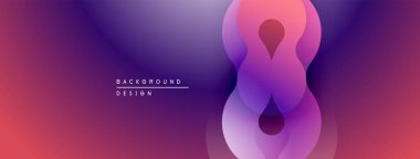 Soyut gradyan tasarımı. Üst üste binen şekiller sonsuzluk sembolü yaratır. Canlı mor, pembe renkler kompozisyona hakim. Modern estetik.