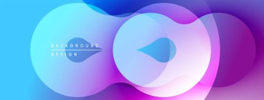 Soyut akışkan şekiller harmanlanarak canlı mavi ve mor renkler yaratır. Modern tasarım hareketi, enerjiyi, yumuşak geçişleri çağrıştırıyor.