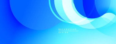 Soyut mavi arkaplan. Üst üste binen daireler modern tasarım yaratıyor. Dereceli gölgeler derinlik ve görsel cazibe sunar.