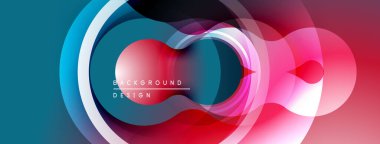 Soyut tasarım, üst üste binen daireler, canlı renkler, düzgün eğimler. Modern estetik, dinamik kompozisyon, görsel uyum.