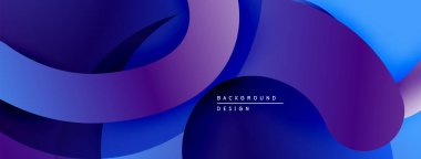 Soyut sıvı şekilleri örtüşür, parlak mor ve mavi renkler yaratır. Modern tasarım hareketi çağrıştırıyor, derinliği. Mevcut en küçük metin.