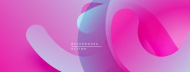 Soyut sıvı şekiller, canlı pembeler, maviler modern arka plan yaratır. Yumuşak gradyanlar dinamik görsel deneyim sunar.