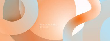 Soyut sıvı şekilleri örtüşür ve yumuşak eğimler yaratır. Şeftali, mavi renkler dizaynın hakimi. Minimalist estetik, modern his.