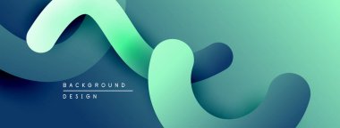Soyut arkaplan özellikleri akan şekiller, değişken renkler. Teal, turkuaz renkler tasarıma hakim, pürüzsüz görsel efekt yaratıyor.